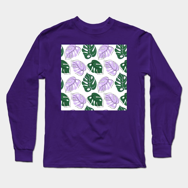 Pattern with monstera leaves Long Sleeve T-Shirt by DanielK